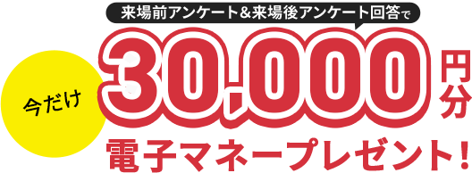 今だけ30,000円分電子マネープレゼント